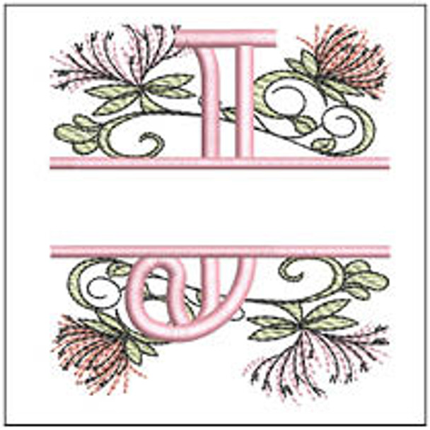 Floral Split Monogram ABCS - J- Fits a 4x4" Hoop, Machine Embroidery Pattern,