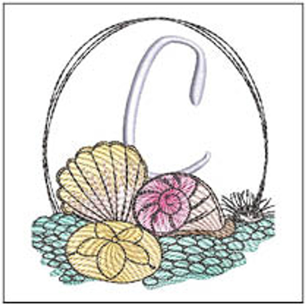 Shells ABCs - C- Fits a 4x4" Hoop, Machine Embroidery Pattern,