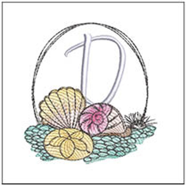 Shells ABCs - D - Fits a 4x4" Hoop, Machine Embroidery Pattern,