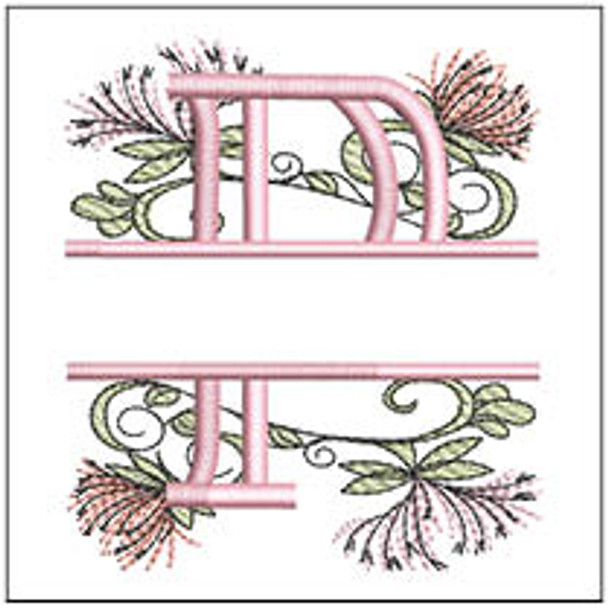 Floral Split Monogram ABCS - P- Fits a 4x4" Hoop, Machine Embroidery Pattern,