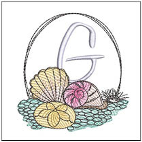 Shells ABCs -G- Fits a 4x4" Hoop, Machine Embroidery Pattern,