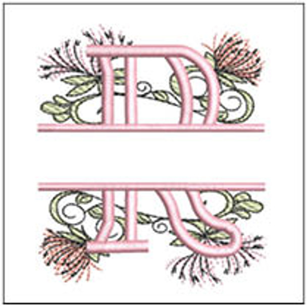 Floral Split Monogram ABCS - R- Fits a 4x4" Hoop, Machine Embroidery Pattern,