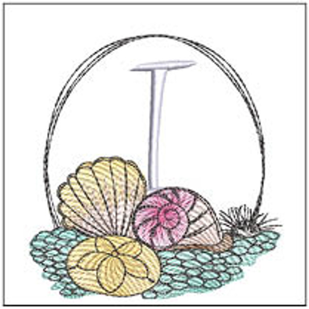 Shells ABCs -I- Fits a 4x4" Hoop, Machine Embroidery Pattern,