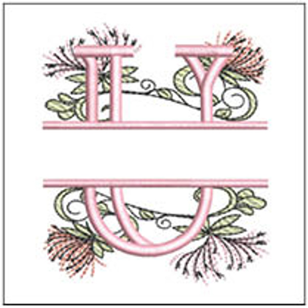 Floral Split Monogram ABCS - U- Fits a 4x4" Hoop, Machine Embroidery Pattern,