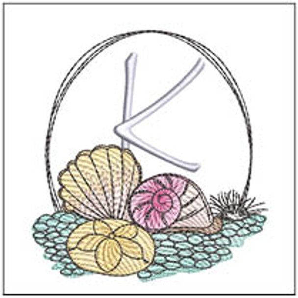 Shells ABCs -K- Fits a 4x4" Hoop, Machine Embroidery Pattern,