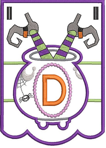 Cauldron Bunting Alphabet Letter D - Embroidery Design