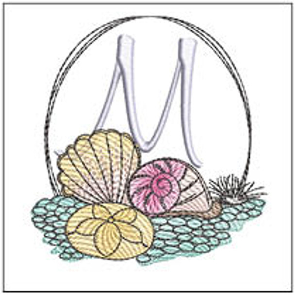 Shells ABCs -M- Fits a 4x4" Hoop, Machine Embroidery Pattern,