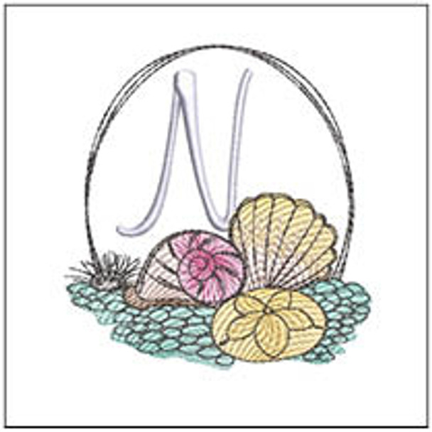 Shells ABCs -N- Fits a 4x4" Hoop, Machine Embroidery Pattern,