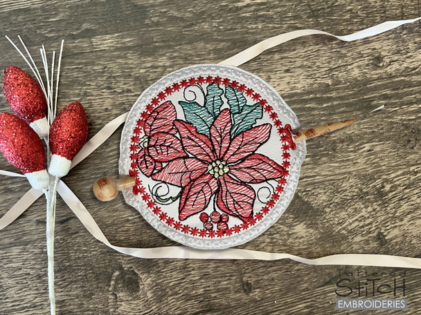 Poinsettia Hair Bun Bling - Embroidery Designs