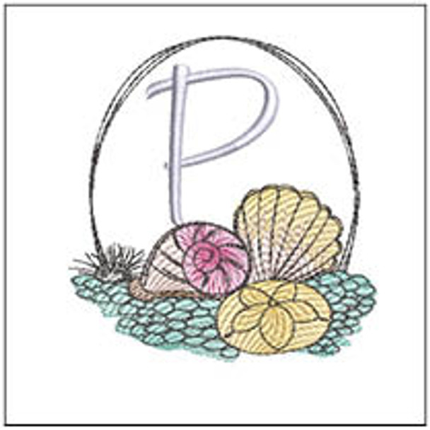 Shells ABCs -P- Fits a 4x4" Hoop, Machine Embroidery Pattern,