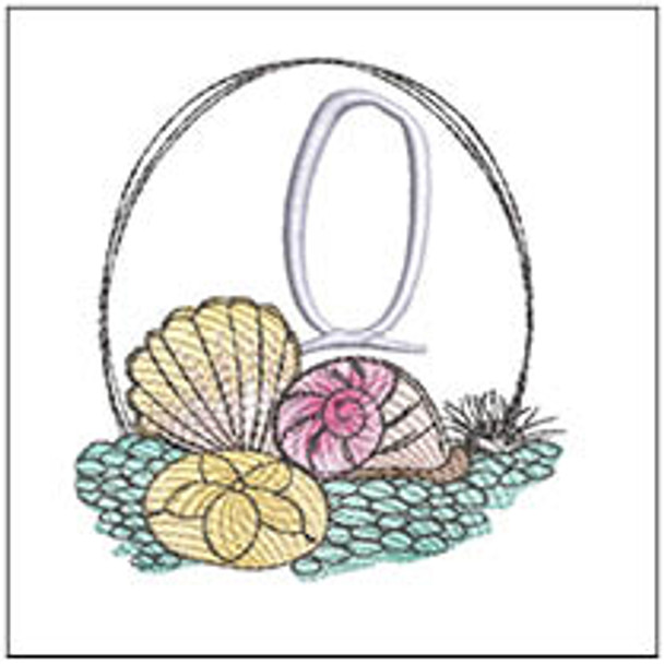 Shells ABCs -Q- Fits a 4x4" Hoop, Machine Embroidery Pattern,