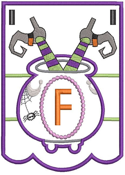 Cauldron Bunting Alphabet Letter F - Embroidery Design