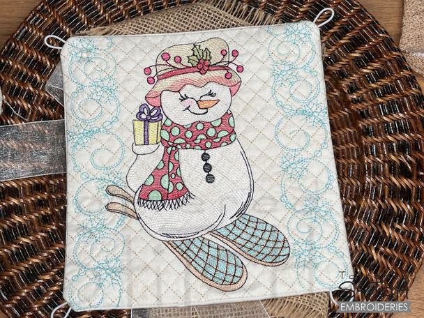 Snowshoe Snowman Interchangeable Pillow Covers  Embroidery Designs & Patterns