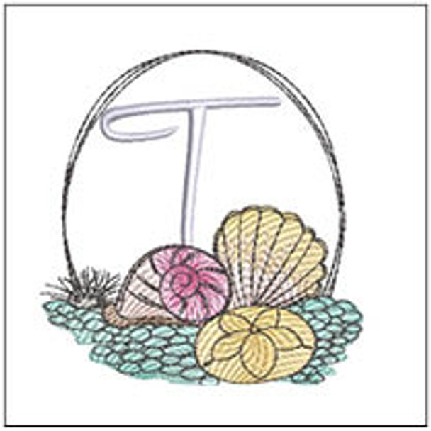 Shells ABCs -T- Fits a 4x4" Hoop, Machine Embroidery Pattern,