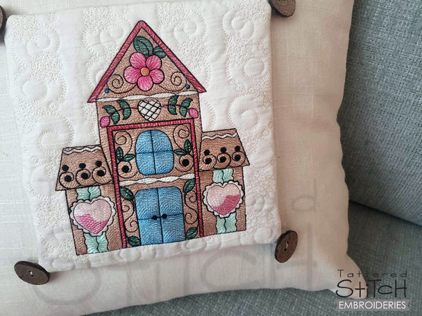 Gingerbread House Interchangeable Pillow Cover  - Embroidery Designs & Patterns