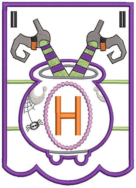 Cauldron Bunting Alphabet Letter H - Embroidery Design