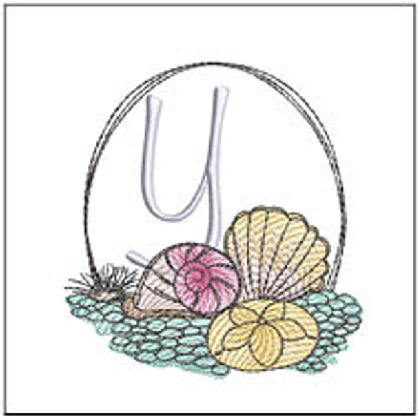 Shells ABCs -Y- Fits a 4x4" Hoop, Machine Embroidery Pattern,