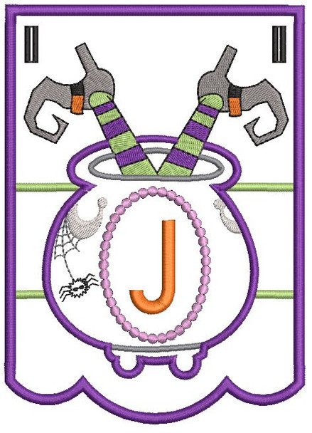 Cauldron Bunting Alphabet Letter J - Embroidery Design