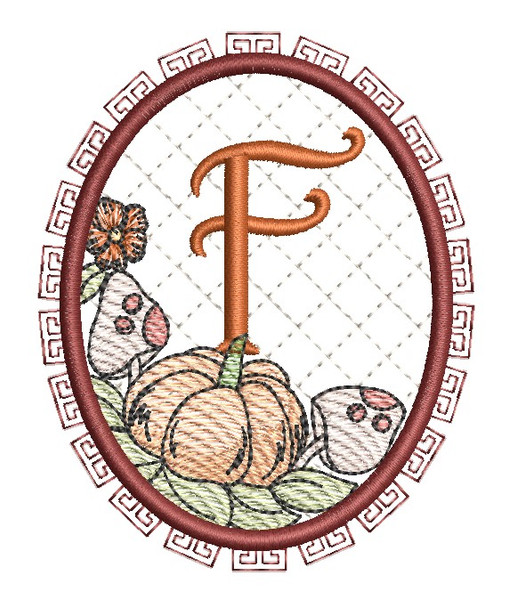 Pumpkin ABCs -F- Fits a 4x4" Hoop, Machine Embroidery Pattern,