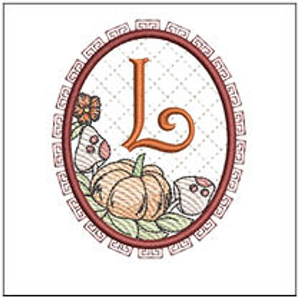 Pumpkin ABCs -L- Fits a 4x4" Hoop, Machine Embroidery Pattern,