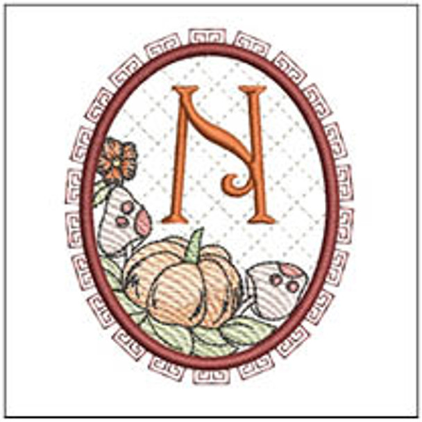 Pumpkin ABCs -N- Fits a 4x4" Hoop, Machine Embroidery Pattern,