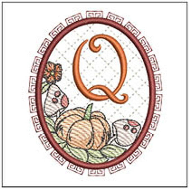 Pumpkin ABCs -Q  Fits a 4x4" Hoop, Machine Embroidery Pattern,
