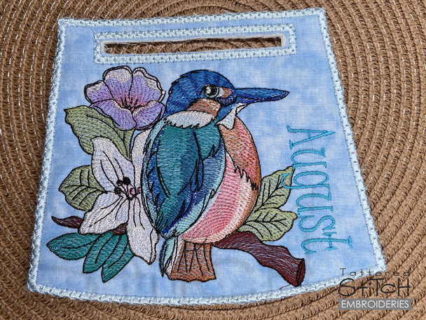 Bird of the Month - August King Fisher - Towel Topper - Embroidery Designs