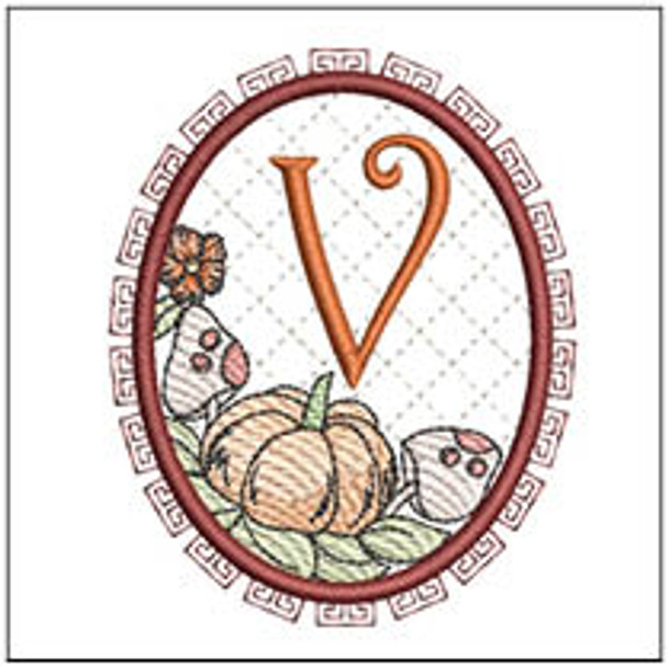 Pumpkin ABCs -V  Fits a 4x4" Hoop, Machine Embroidery Pattern,