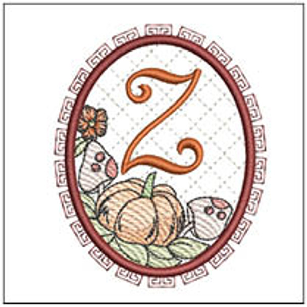 Pumpkin ABCs -Z  Fits a 4x4" Hoop, Machine Embroidery Pattern,