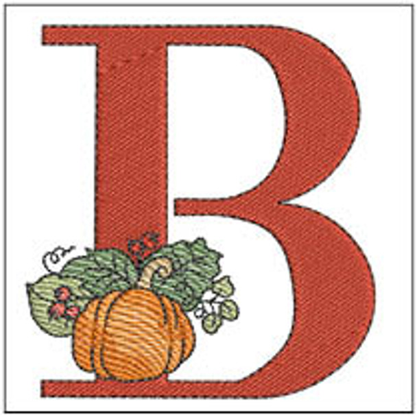Vine Pumpkin - ABCs -B - Fits a 4x4" Hoop, Machine Embroidery Pattern,