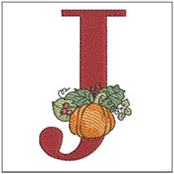 Vine Pumpkin - ABCs - J - Fits a 4x4" Hoop, Machine Embroidery Pattern,