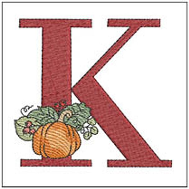 Vine Pumpkin - ABCs - K - Fits a 4x4" Hoop, Machine Embroidery Pattern,