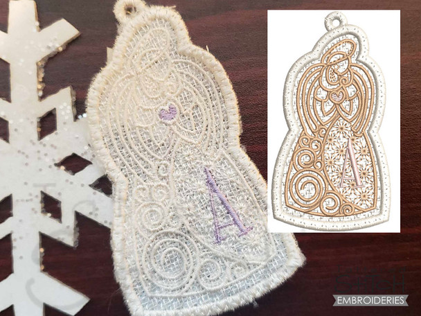 Angel ABCs Free-Standing Lace - A - Fits a 4x4" Hoop, Machine Embroidery Pattern,