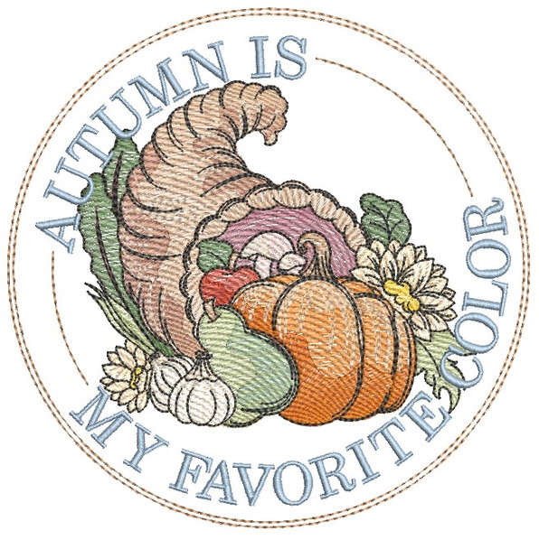 Cornucopia Label - Embroidery Designs & Patterns