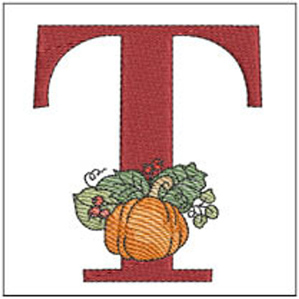 Vine Pumpkin - ABCs - T - Fits a 4x4" Hoop, Machine Embroidery Pattern,