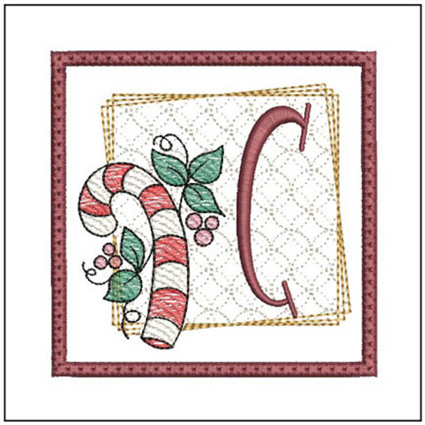 Candy Cane Coaster ABCs - C - Fits a 4x4" Hoop, Machine Embroidery Pattern,