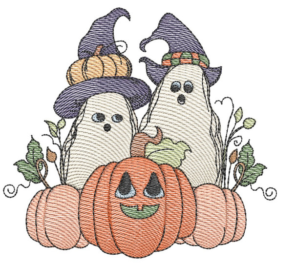 Ghost Pals- Fits a Multiple Hoops, Machine Embroidery Pattern,