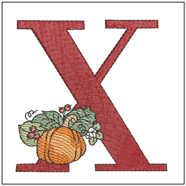 Vine Pumpkin - ABCs - X- Fits a 4x4" Hoop, Machine Embroidery Pattern,