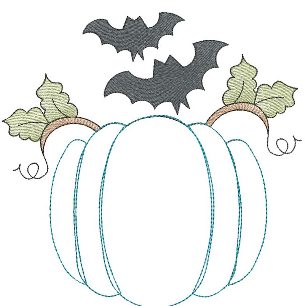 Bats on Pumpkin Applique  - Embroidery Designs