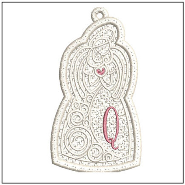 Angel ABCs Free-Standing Lace - Q - Fits a 4x4" Hoop, Machine Embroidery Pattern,