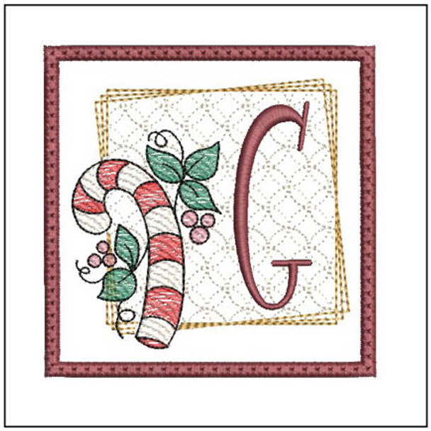 Candy Cane Coaster ABCs - G - Fits a 4x4" Hoop, Machine Embroidery Pattern,