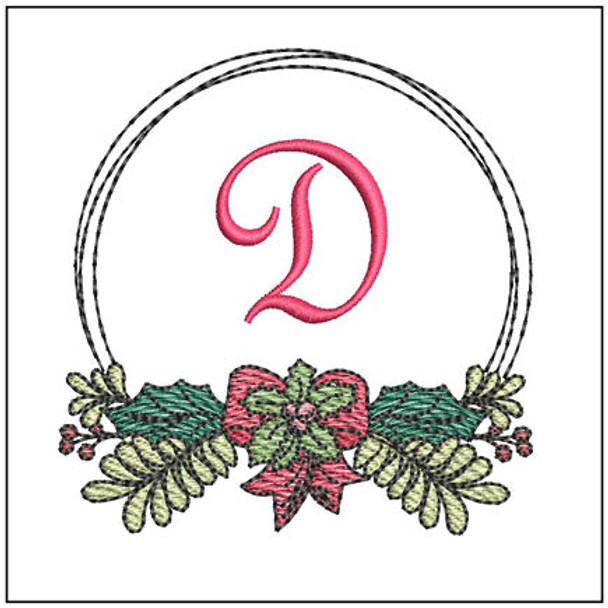 Evergreen Swag ABCs - D- Fits a 4x4" Hoop, Machine Embroidery Pattern,