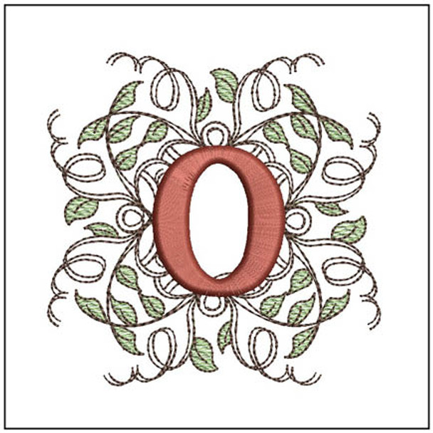 Leaf Monogram - ABCs - O- Fits a 4x4" Hoop, Machine Embroidery Pattern,