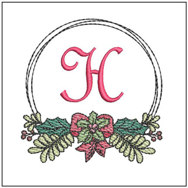 Evergreen Swag ABCs - H - Fits a 4x4" Hoop, Machine Embroidery Pattern,