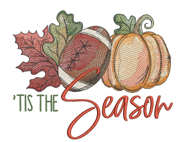"Tis The Season Fall Football  - Embroidery Designs
