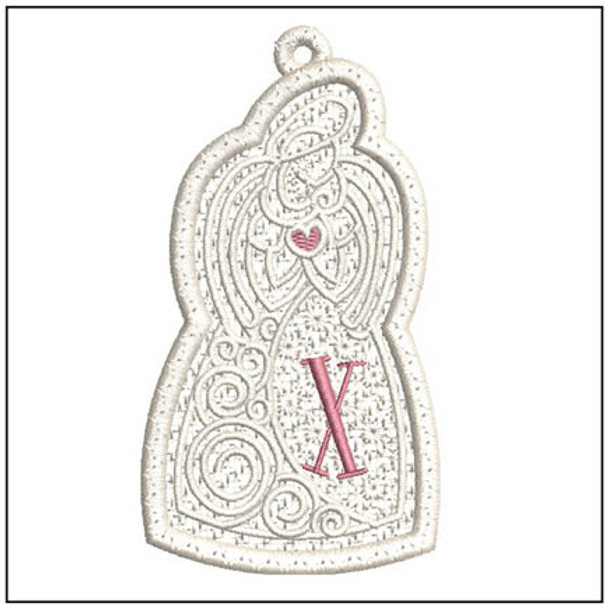 Angel ABCs Free-Standing Lace - X - Fits a 4x4" Hoop, Machine Embroidery Pattern,