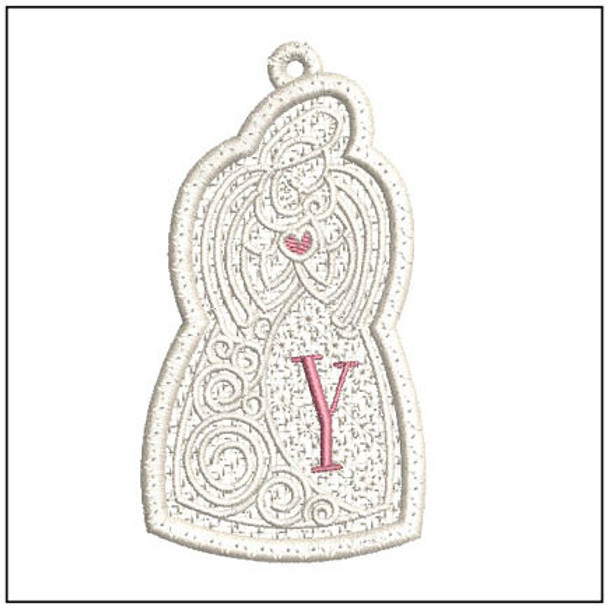 Angel ABCs Free-Standing Lace - Y - Fits a 4x4" Hoop, Machine Embroidery Pattern,