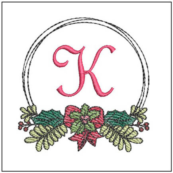 Evergreen Swag ABCs -K - Fits a 4x4" Hoop, Machine Embroidery Pattern,