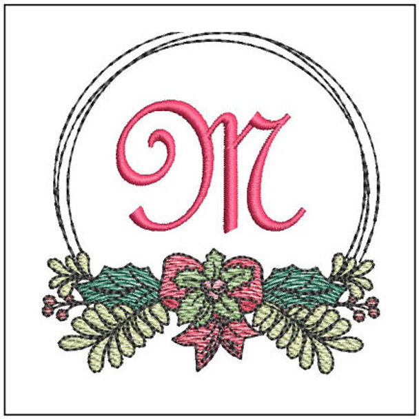 Evergreen Swag ABCs -M - Fits a 4x4" Hoop, Machine Embroidery Pattern,