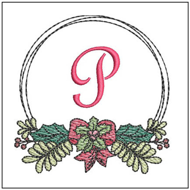 Evergreen Swag ABCs -P - Fits a 4x4" Hoop, Machine Embroidery Pattern,